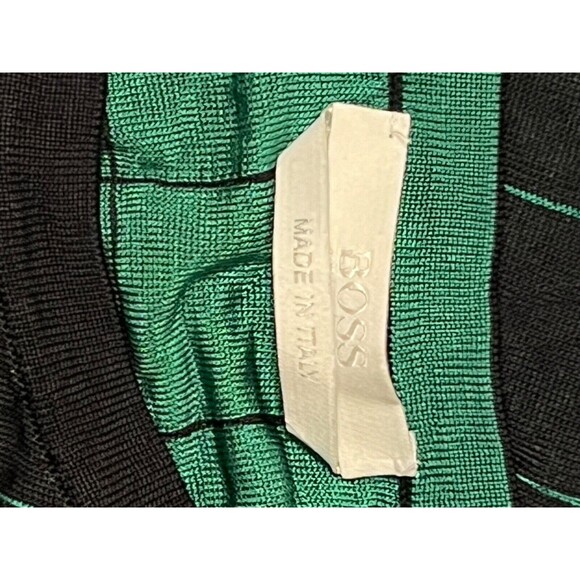 BOSS Italian Made Green Plaid Long Sleeve Top Minimalist Grid Pattern Small - Picture 3 of 4
